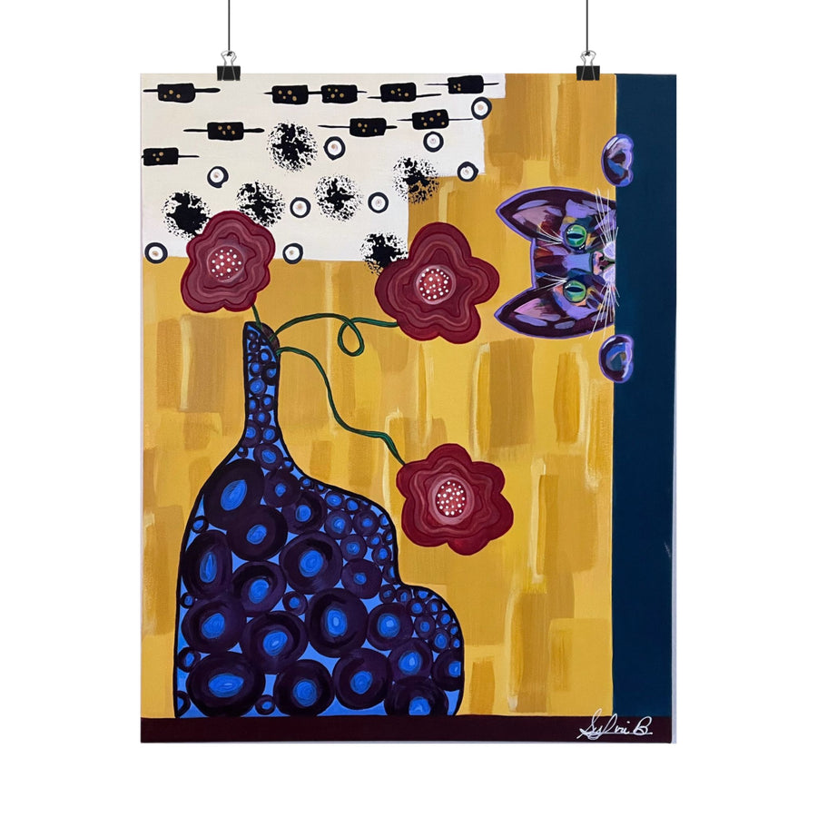 Curious Cat Matte Vertical Print