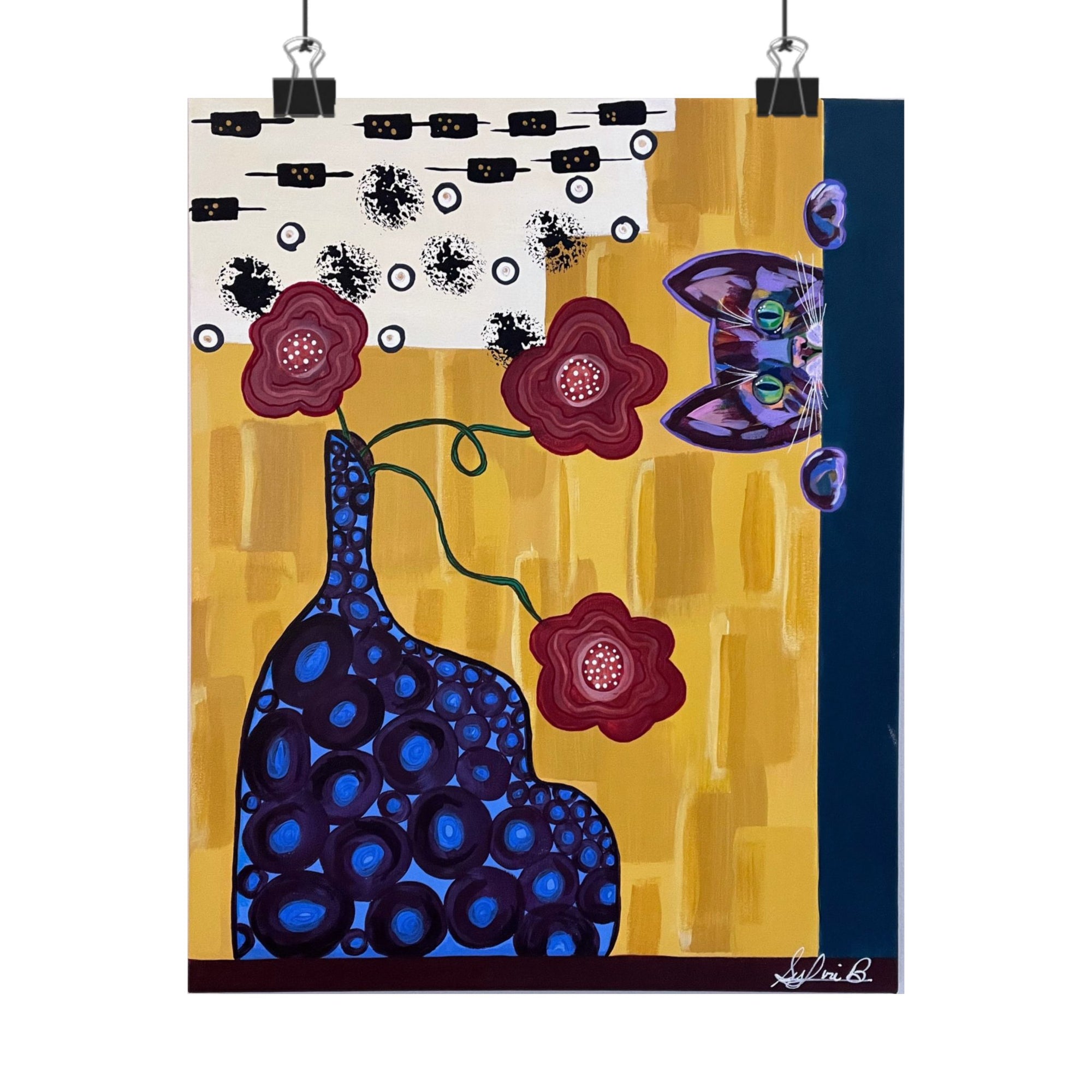 Curious Cat Matte Vertical Print