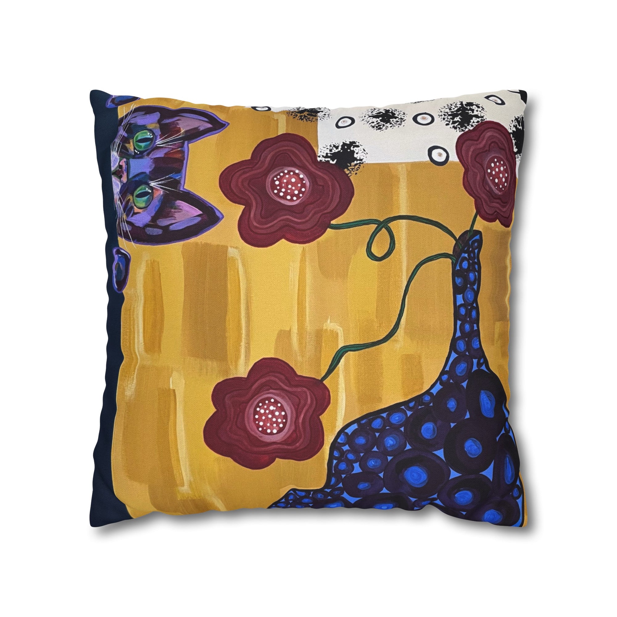 Curious Cat Spun Polyester Square Pillowcover 18 x 18