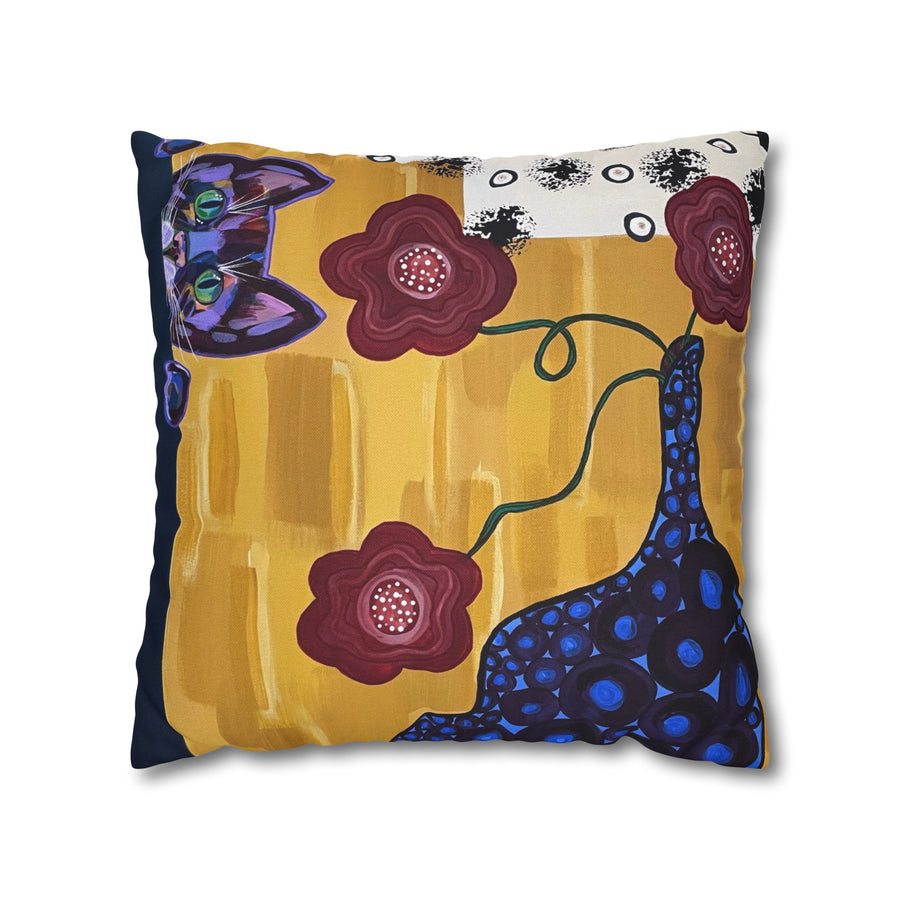 Curious Cat Spun Polyester Square Pillowcover 18 x 18