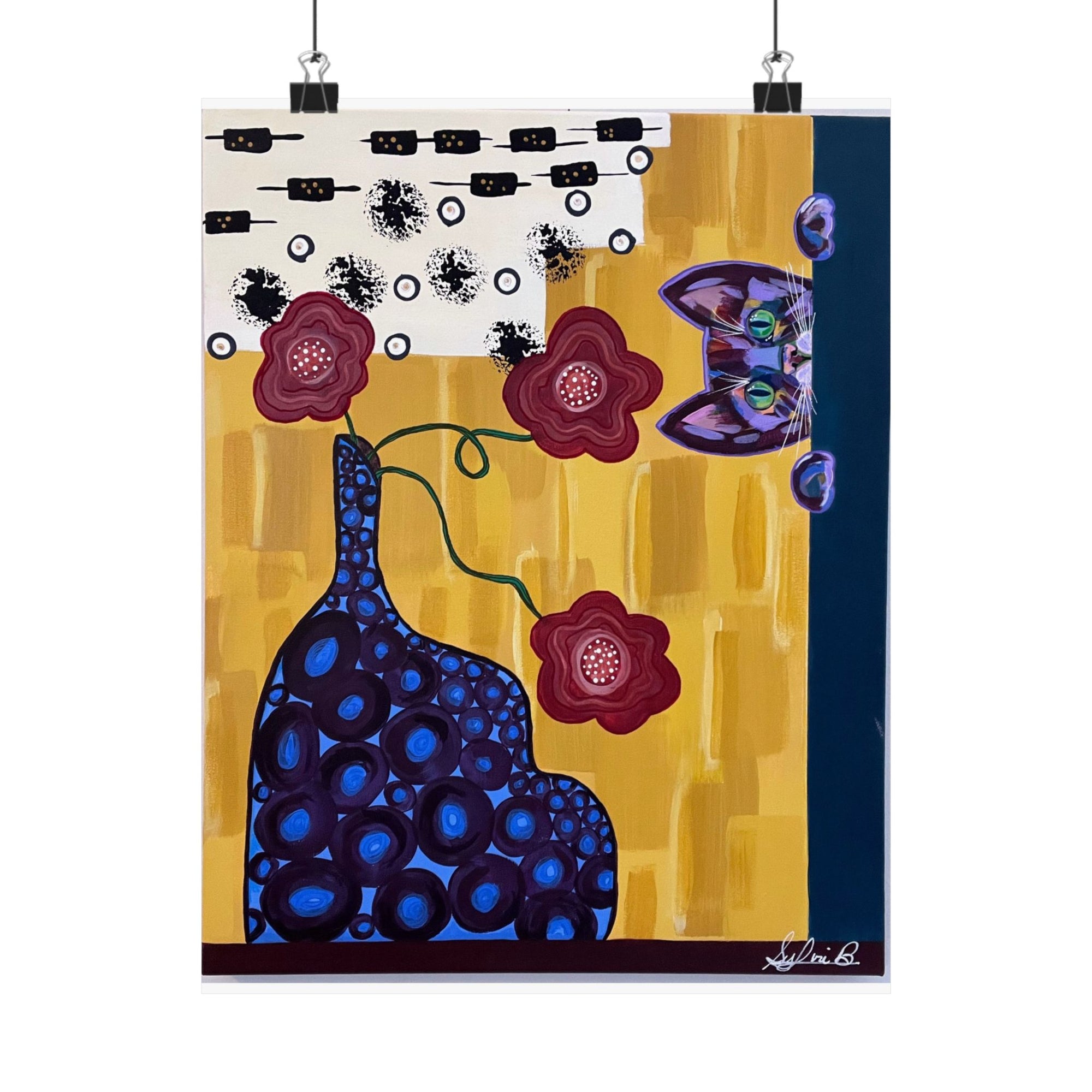 Curious Cat Matte Vertical Print