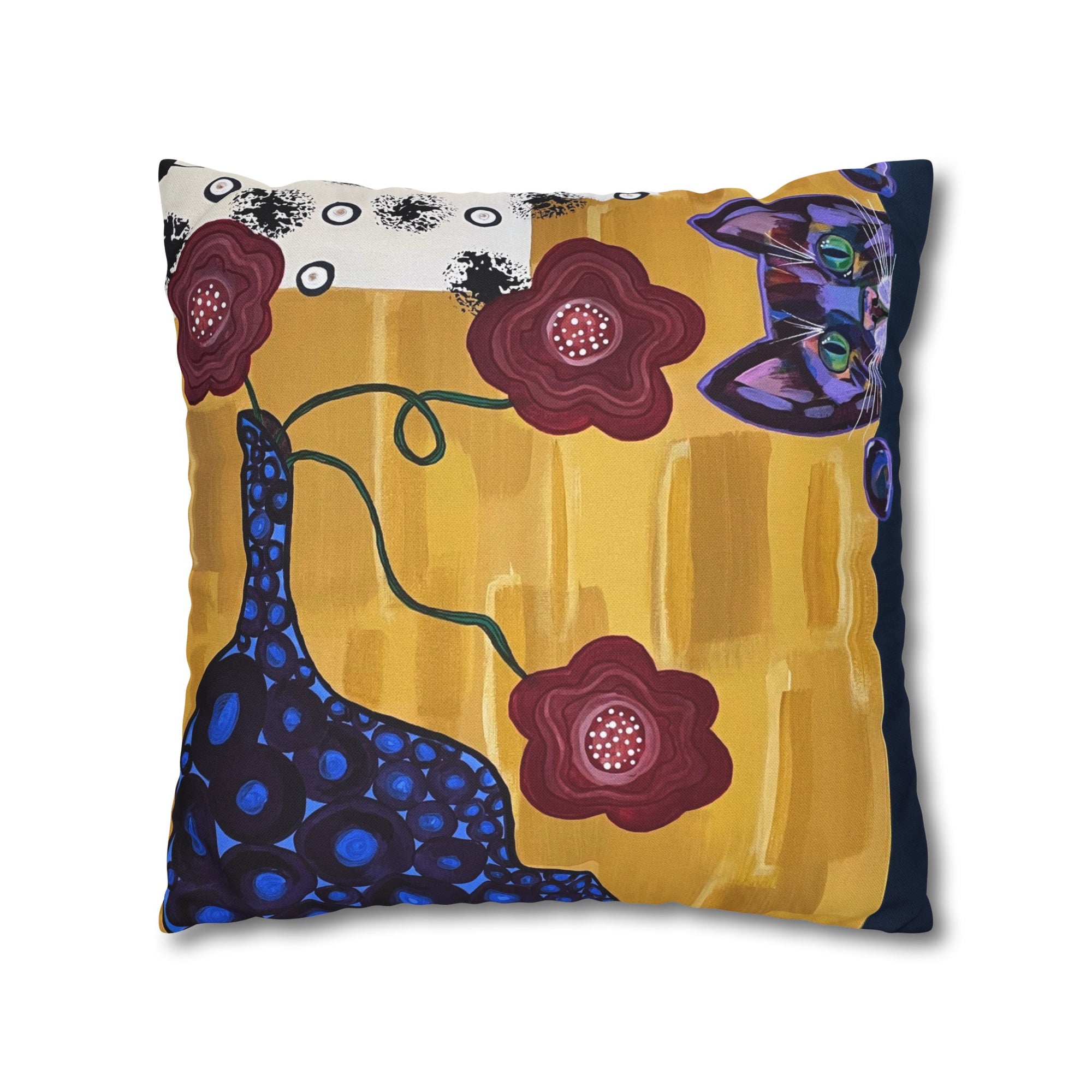 Curious Cat Spun Polyester Square Pillowcover 18 x 18
