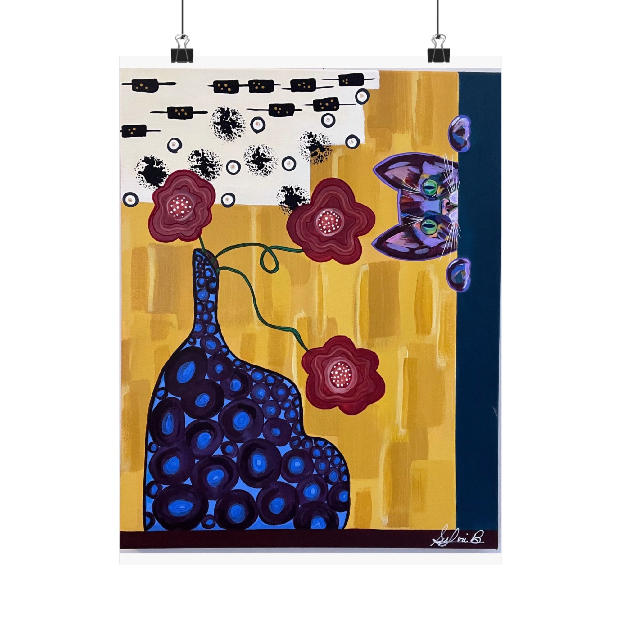 Curious Cat Matte Vertical Print